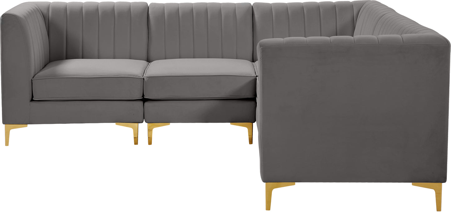 julia grey velvet modular sectional sec5c