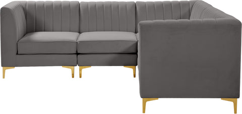 Julia Grey Velvet Modular Sectional Sec5C