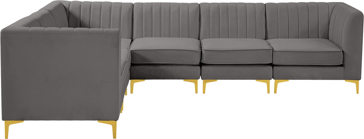 julia grey velvet modular sectional sec6a