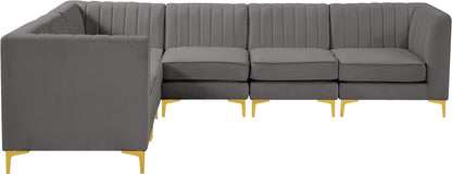 Julia Grey Velvet Modular Sectional Sec6A