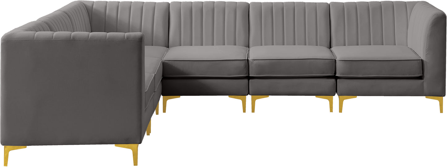 julia grey velvet modular sectional sec6a