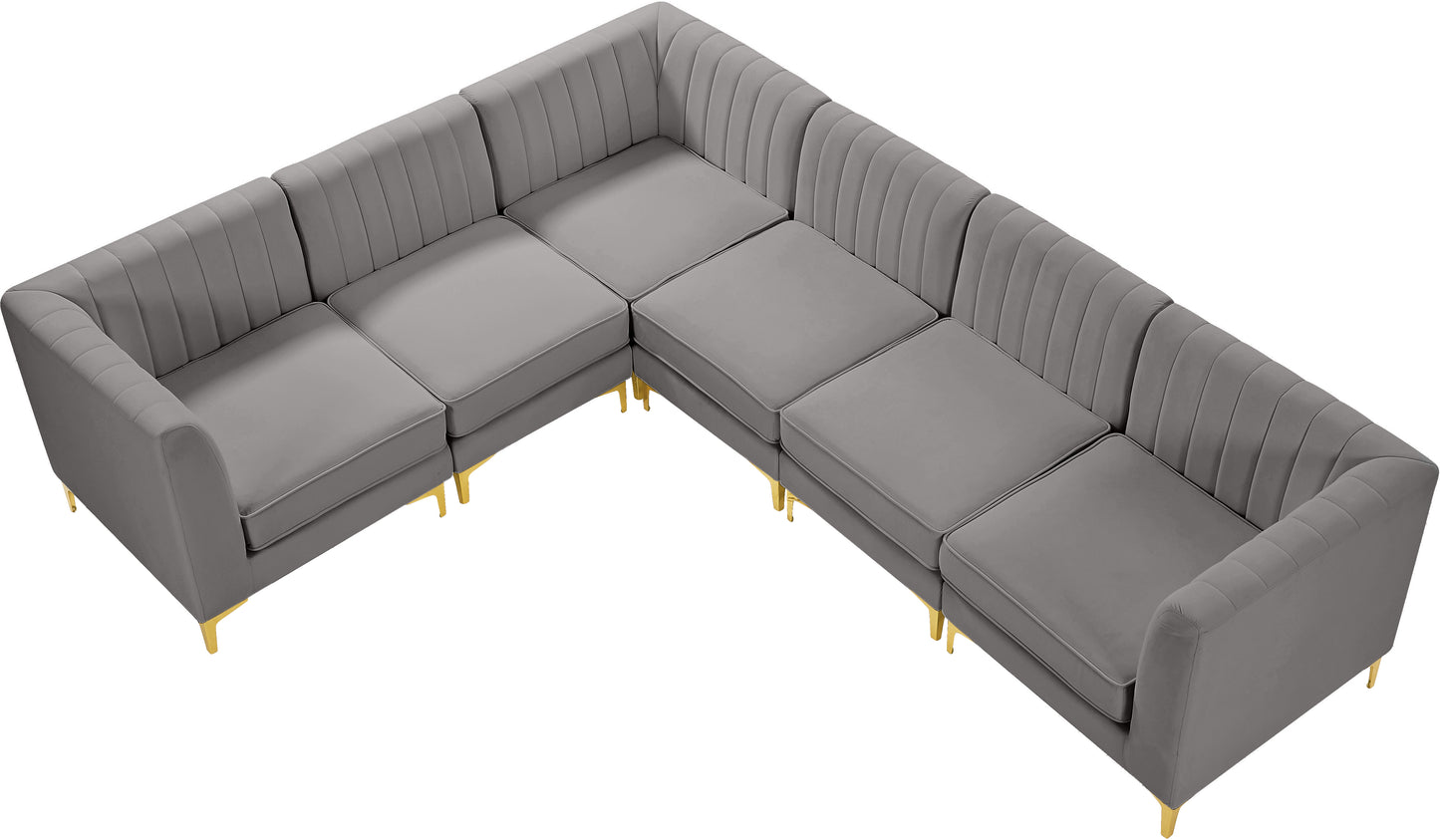 julia grey velvet modular sectional sec6a