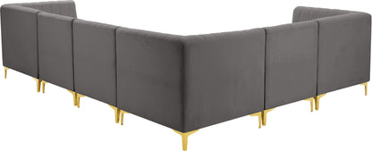 Julia Grey Velvet Modular Sectional Sec6A