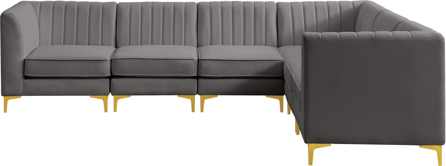 julia grey velvet modular sectional sec6a