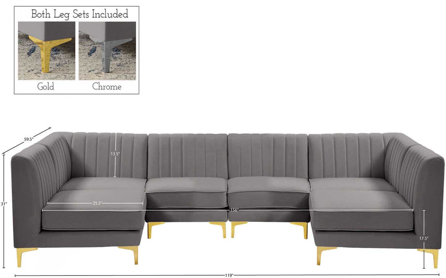 julia grey velvet modular sectional sec6b