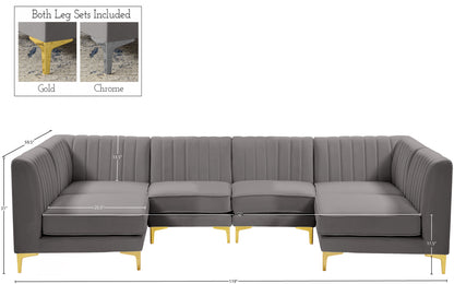 Julia Grey Velvet Modular Sectional Sec6B