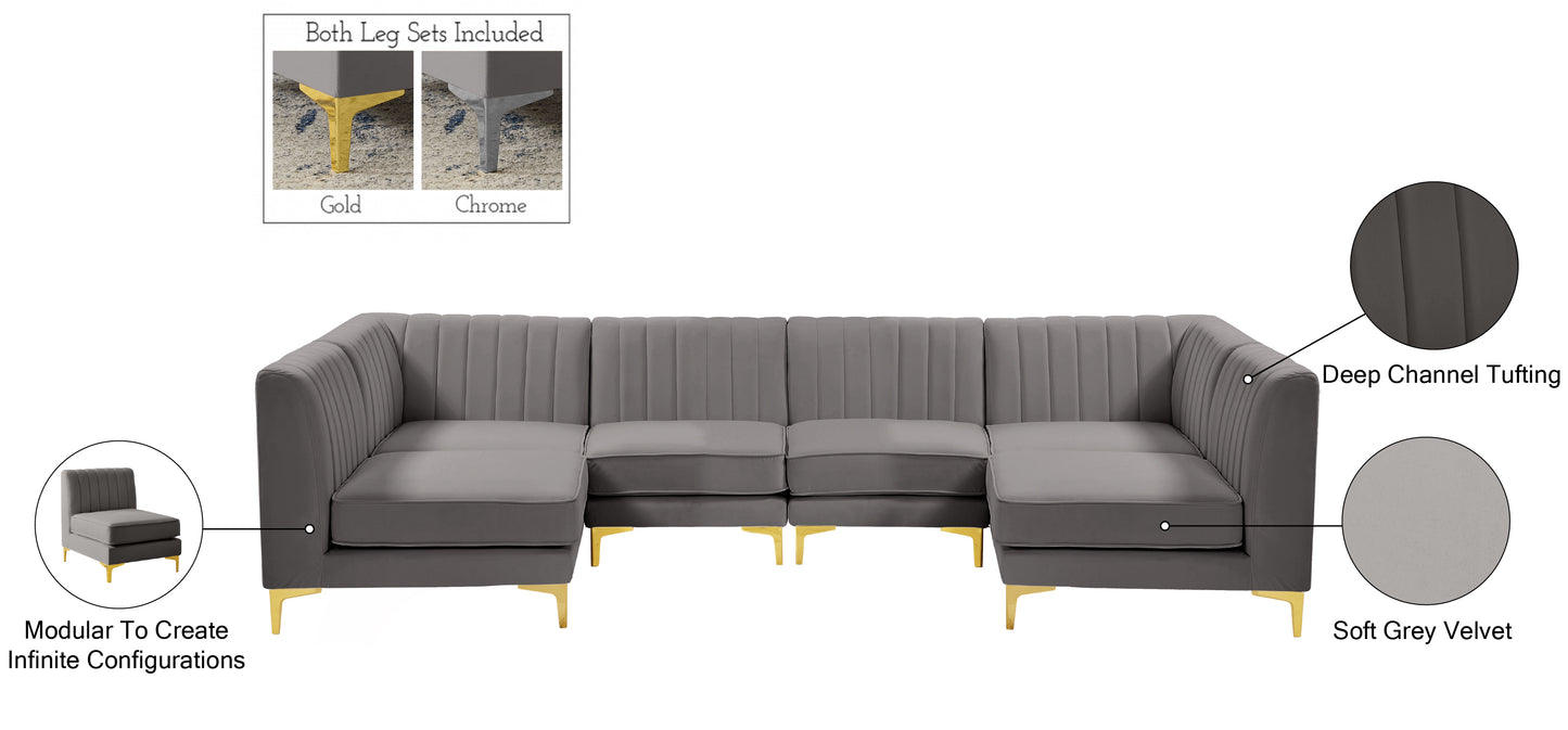 julia grey velvet modular sectional sec6b