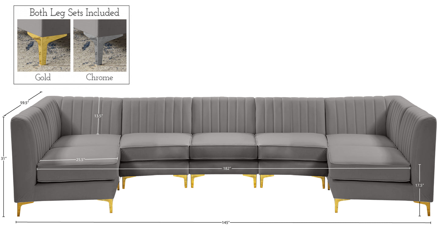 julia grey velvet modular sectional sec7a