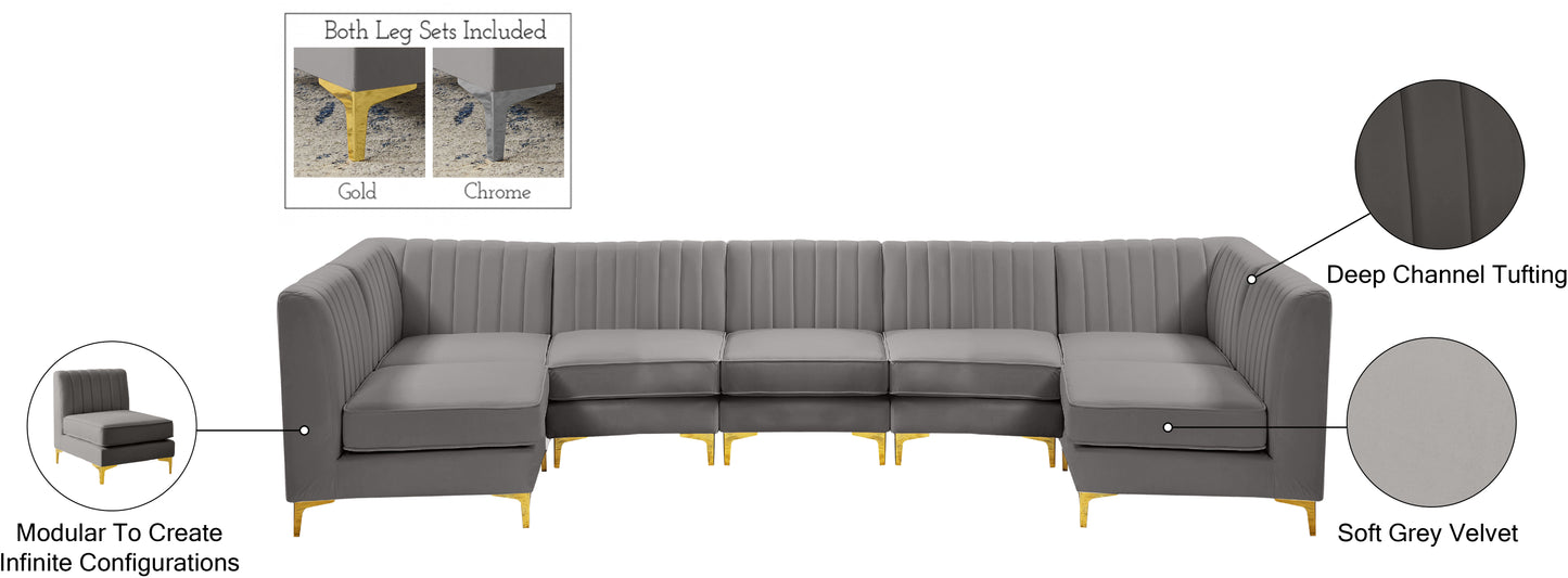 julia grey velvet modular sectional sec7a