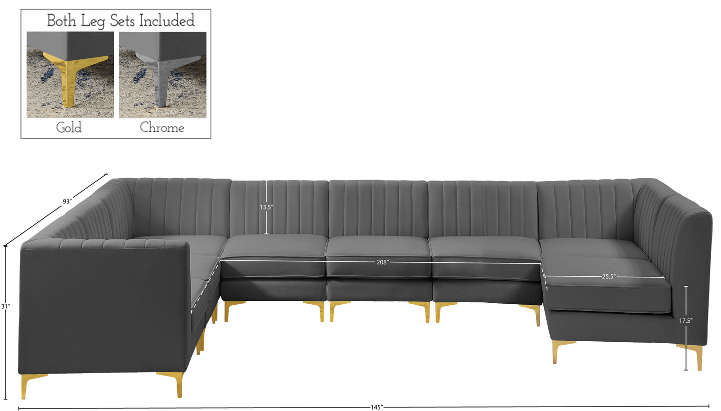 julia grey velvet modular sectional sec8a