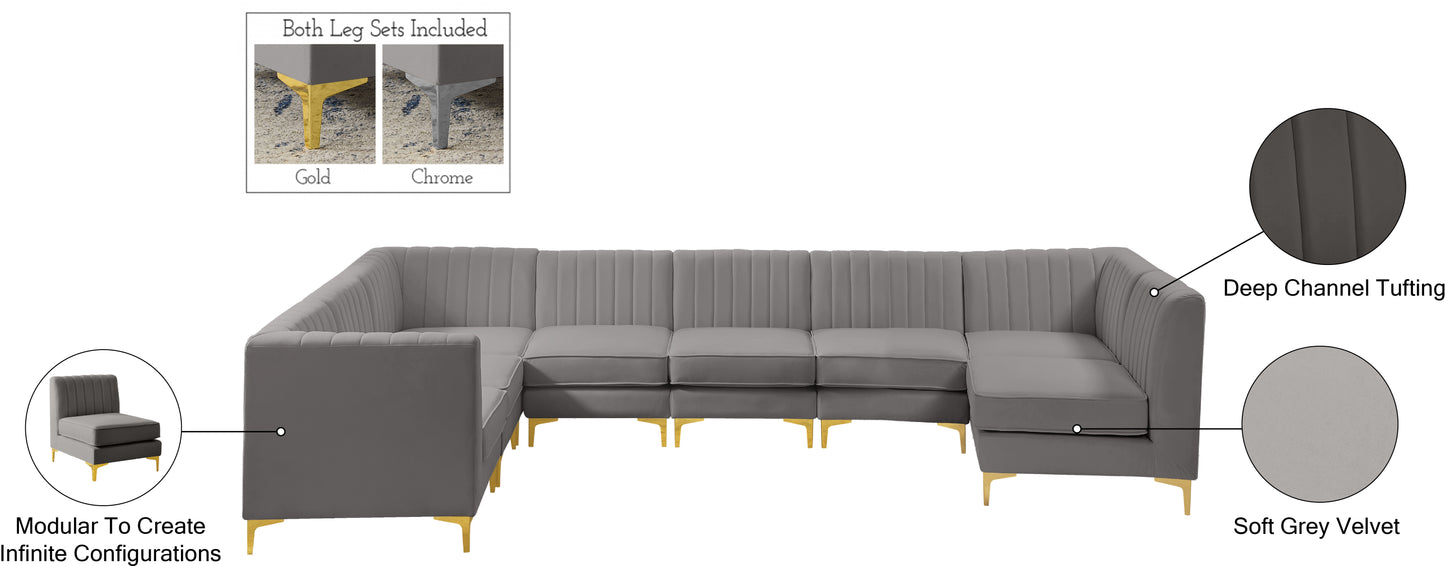 julia grey velvet modular sectional sec8a