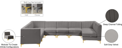 Julia Grey Velvet Modular Sectional Sec8A