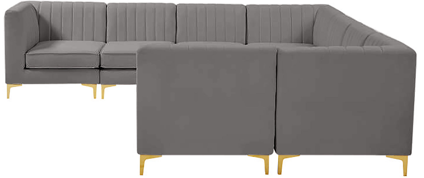 julia grey velvet modular sectional sec8a