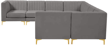 Julia Grey Velvet Modular Sectional Sec8A