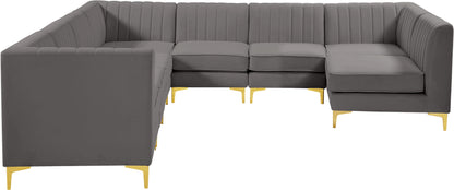 Julia Grey Velvet Modular Sectional Sec8A