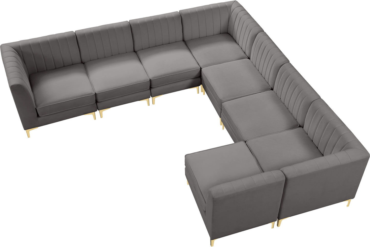 julia grey velvet modular sectional sec8a