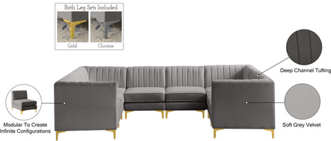 Julia Grey Velvet Modular Sectional Sec8B