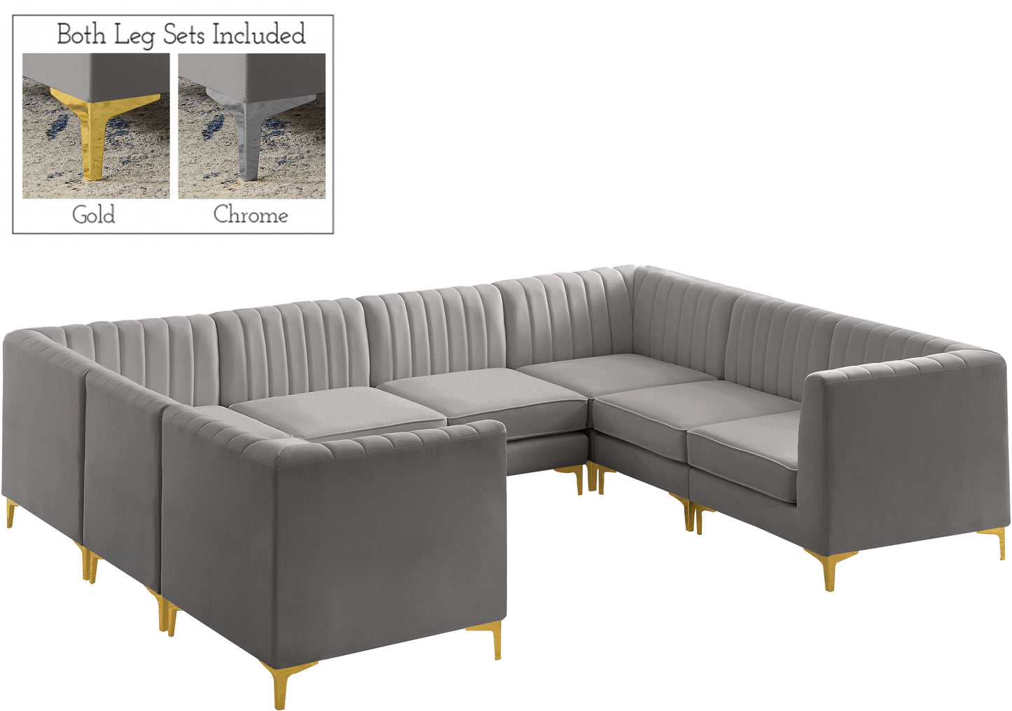 julia grey velvet modular sectional sec8b