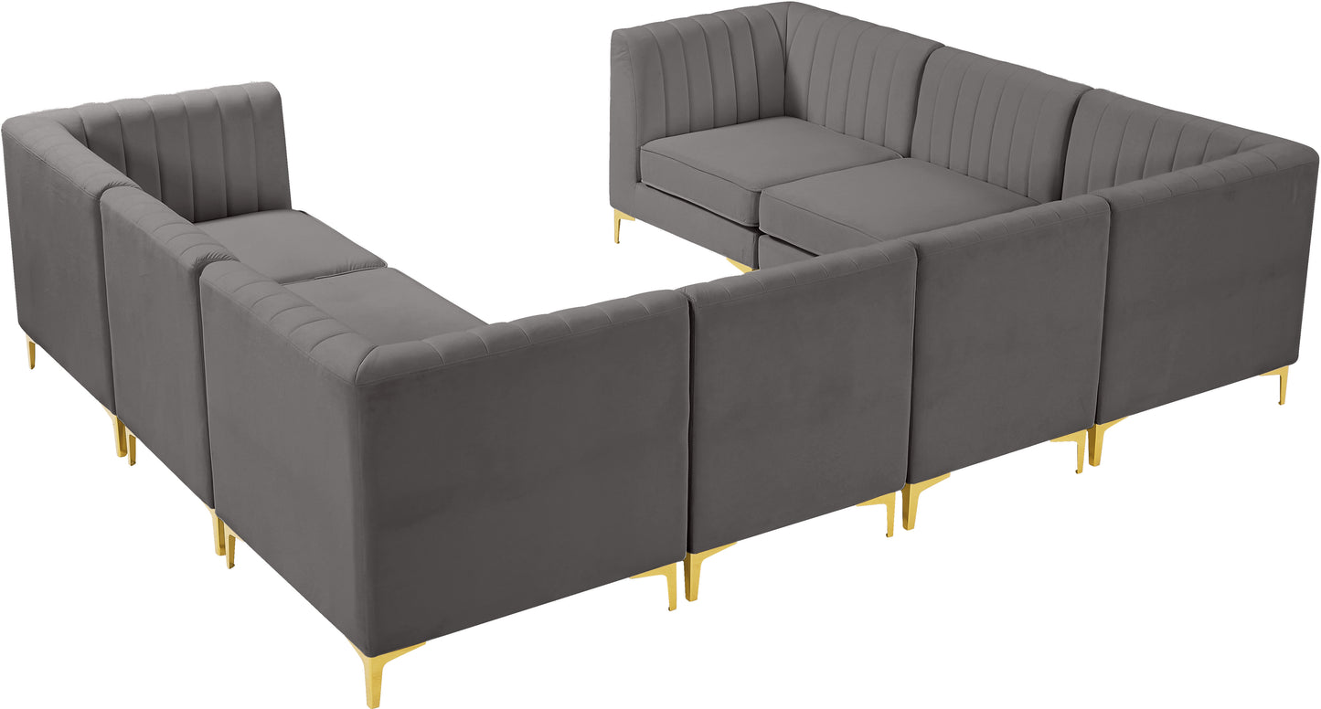 julia grey velvet modular sectional sec8b