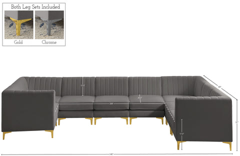Julia Grey Velvet Modular Sectional Sec8C