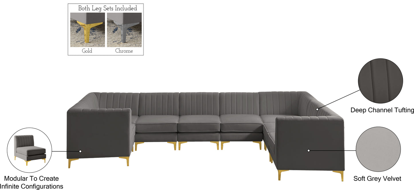 julia grey velvet modular sectional sec8c