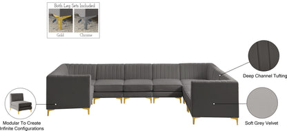 Julia Grey Velvet Modular Sectional Sec8C