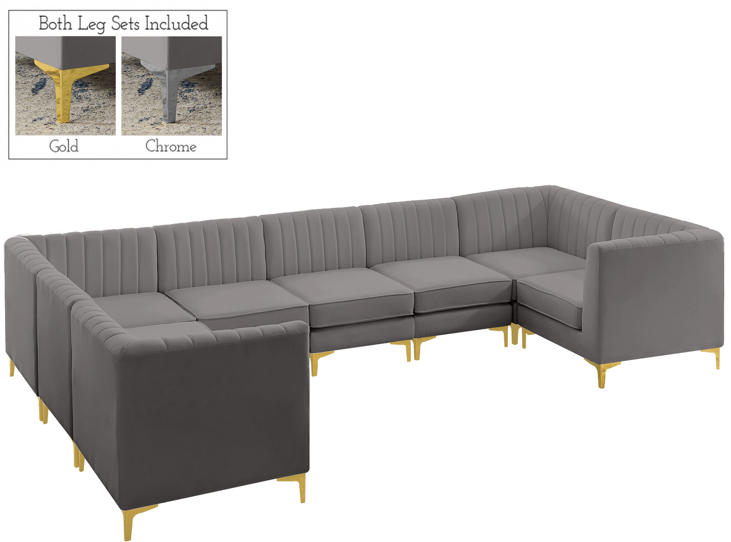 julia grey velvet modular sectional sec8c