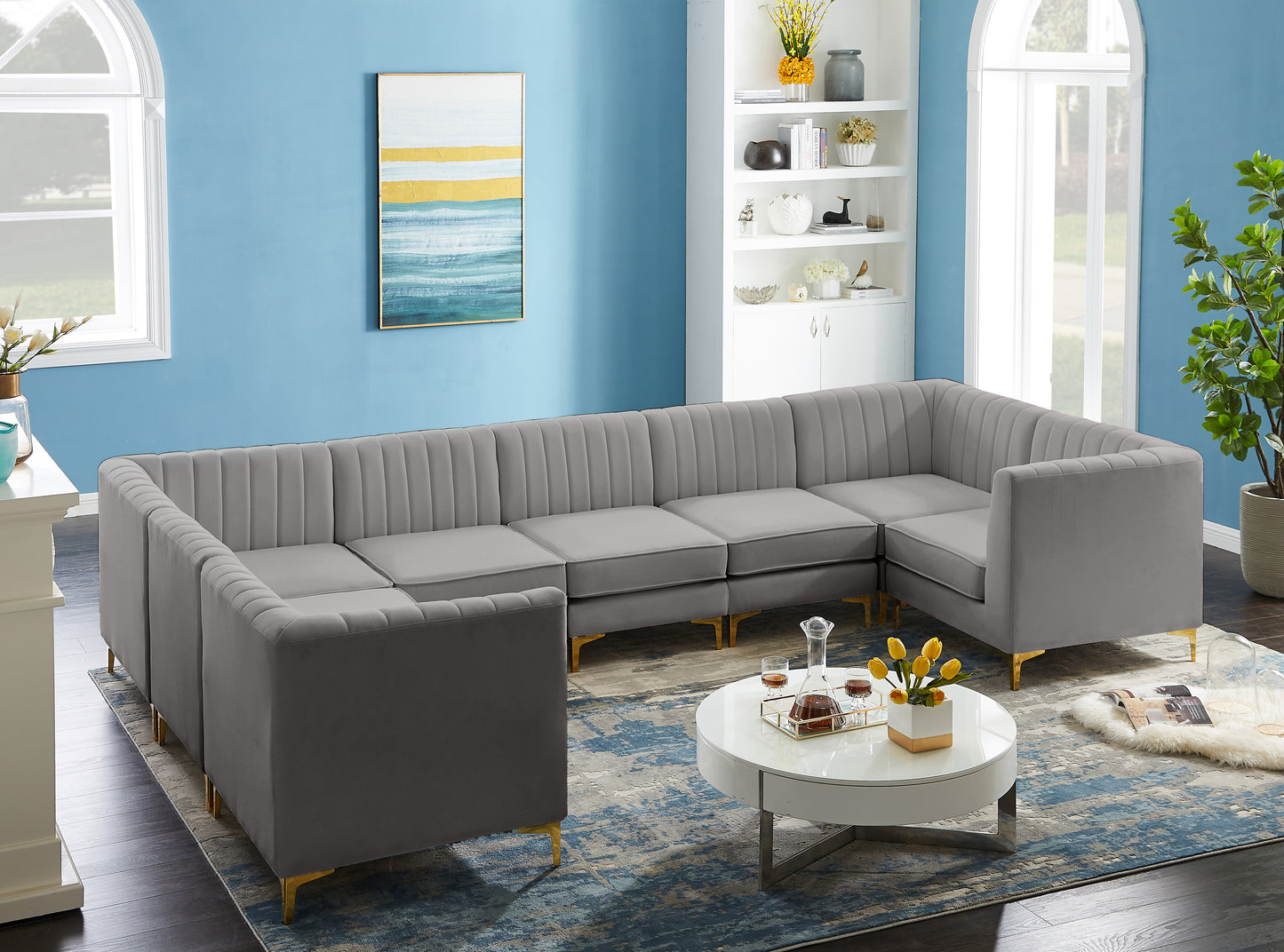 julia grey velvet modular sectional sec8c