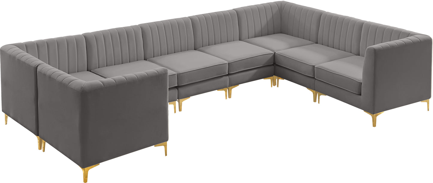 julia grey velvet modular sectional sec8c