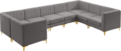 Julia Grey Velvet Modular Sectional Sec8C