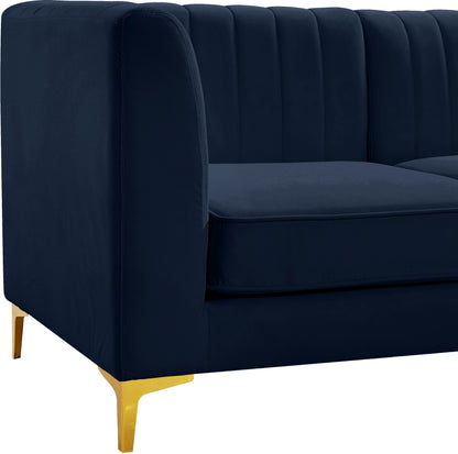 Julia Navy Velvet Armless Chair Armless