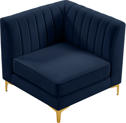 Julia Navy Velvet Corner Chair Corner