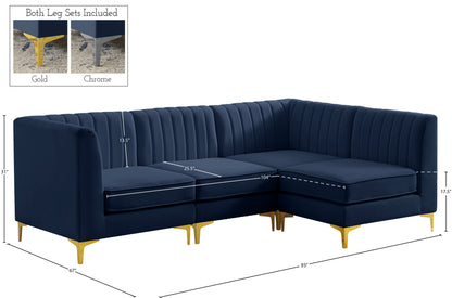 Julia Navy Velvet Modular Sectional Sec4A