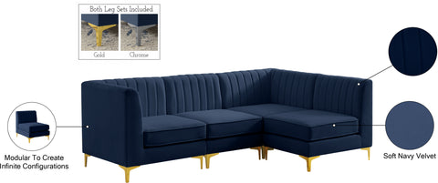 Julia Navy Velvet Modular Sectional Sec4A