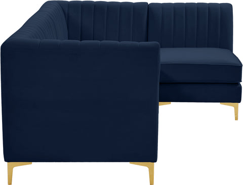 Julia Navy Velvet Modular Sectional Sec4A