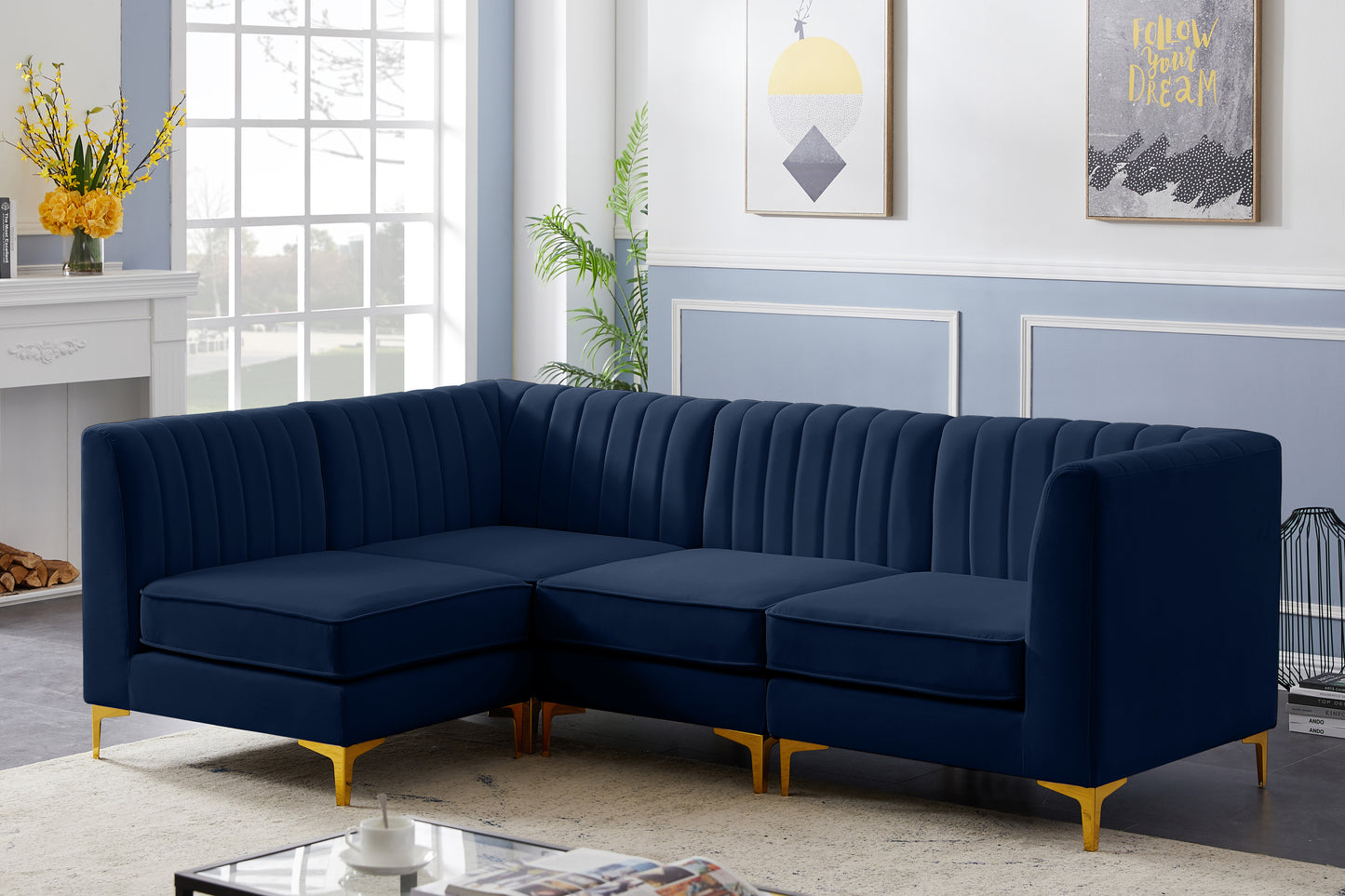 julia navy velvet modular sectional sec4a