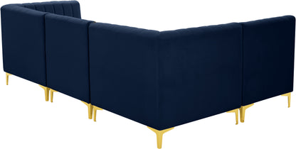 Julia Navy Velvet Modular Sectional Sec4A