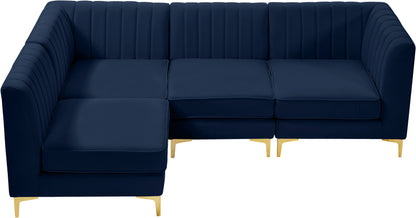 Julia Navy Velvet Modular Sectional Sec4A