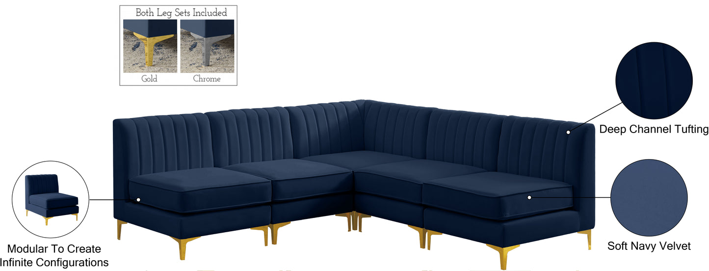 julia navy velvet modular sectional sec5a