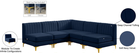Julia Navy Velvet Modular Sectional Sec5A