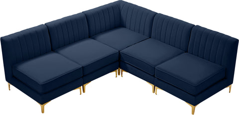 Julia Navy Velvet Modular Sectional Sec5A