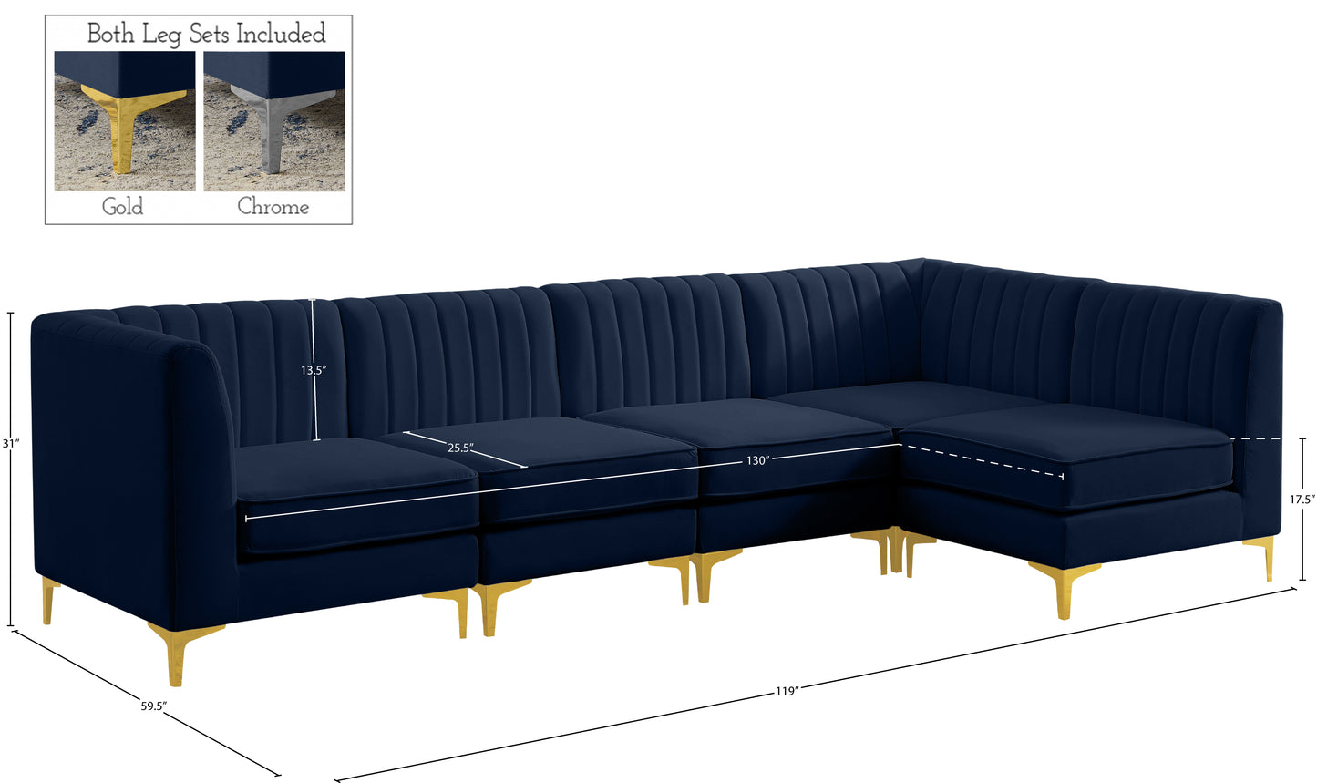 julia navy velvet modular sectional sec5b