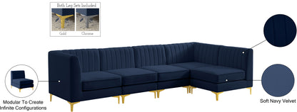 Julia Navy Velvet Modular Sectional Sec5B