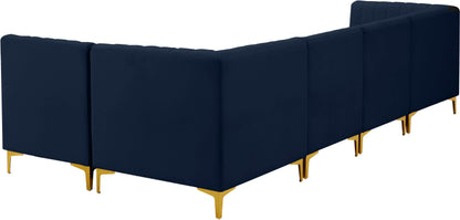 Julia Navy Velvet Modular Sectional Sec5B