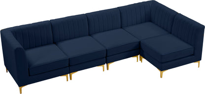 Julia Navy Velvet Modular Sectional Sec5B