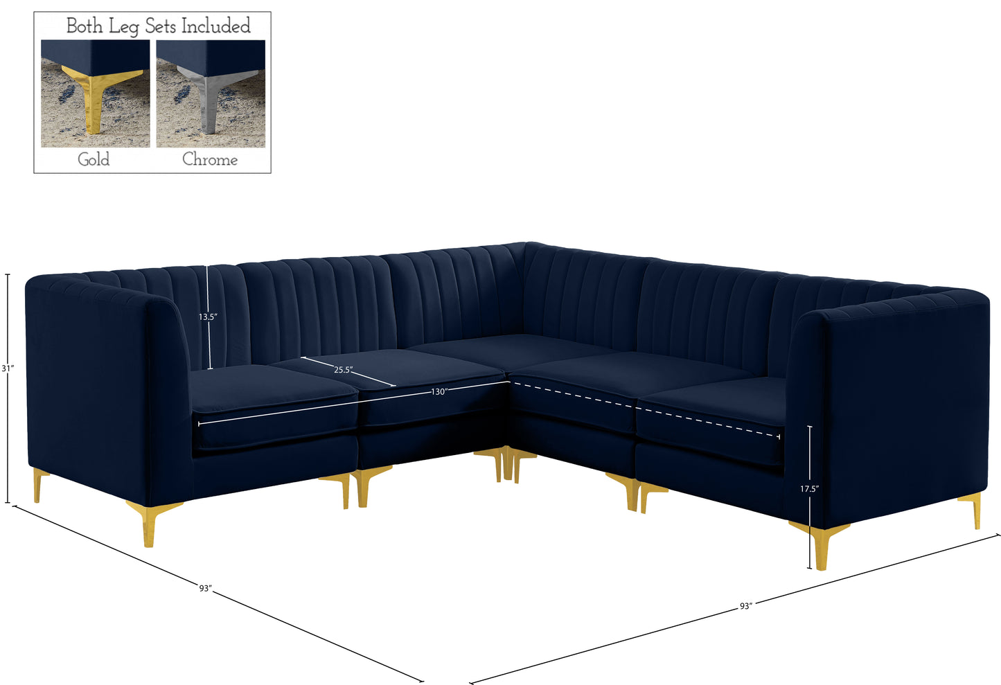 julia navy velvet modular sectional sec5c