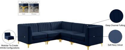 Julia Navy Velvet Modular Sectional Sec5C