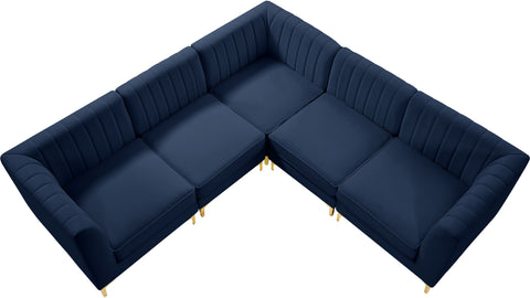 Julia Navy Velvet Modular Sectional Sec5C