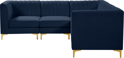 Julia Navy Velvet Modular Sectional Sec5C