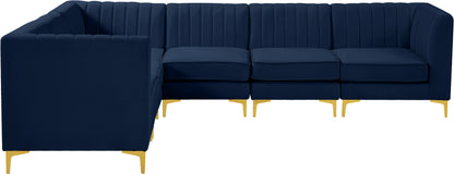 Julia Navy Velvet Modular Sectional Sec6A